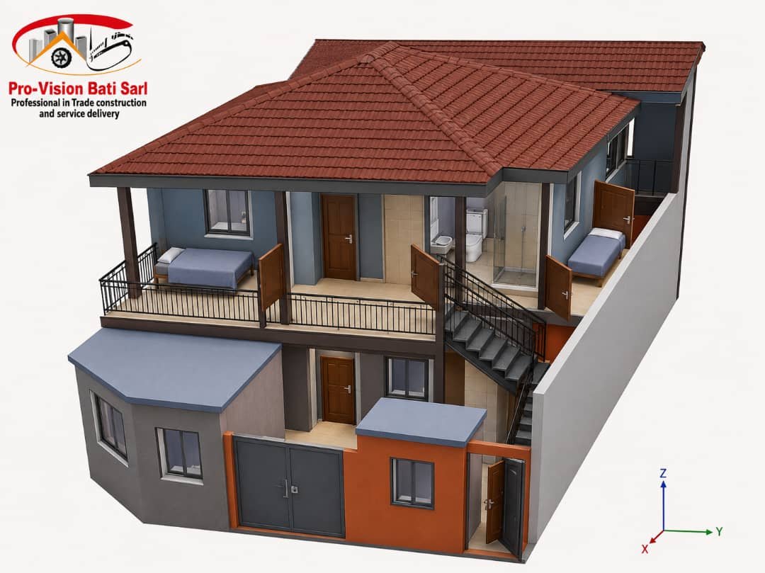 Modélisation 3D d'une maison moderne